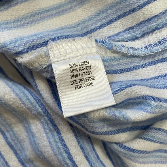 Dana Buchman Womens XL White Blue Striped Sleeveless Button Down Lenin Blend - Picture 6 of 8